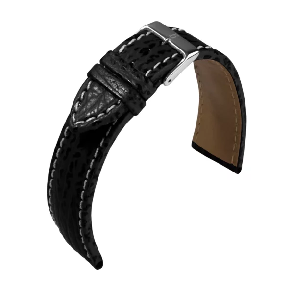 Barington Shark Leather Watch Strap (617) - Black
