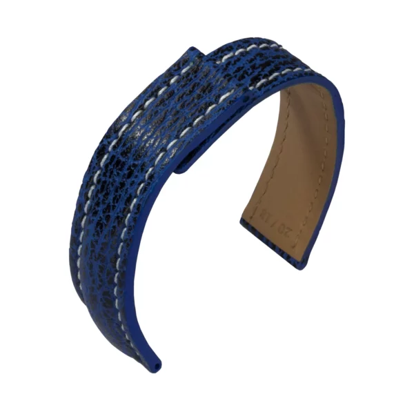 Barington Shark Leather for Deployment Clasp Watch Strap (217) - Royal Blue
