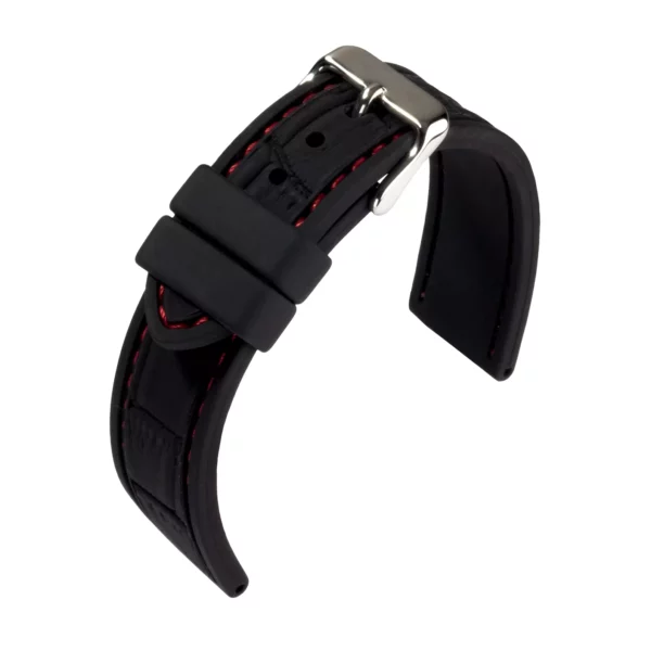 Eulit Silichron Watch Strap (156) - Black/Red