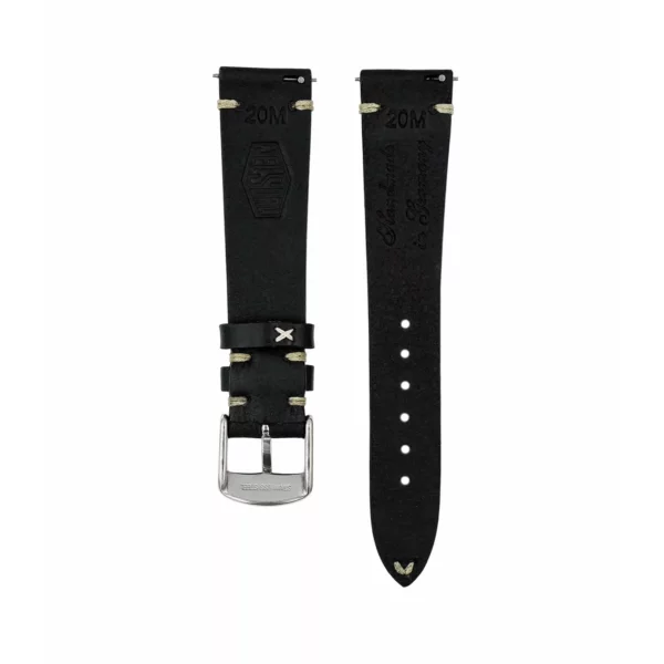 Jelsdal Vintage Leather Watch Strap - Black - Image 3
