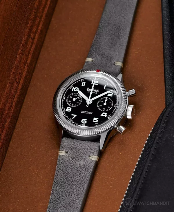 Jelsdal Vintage Leather Watch Strap - Dark Grey - Image 4