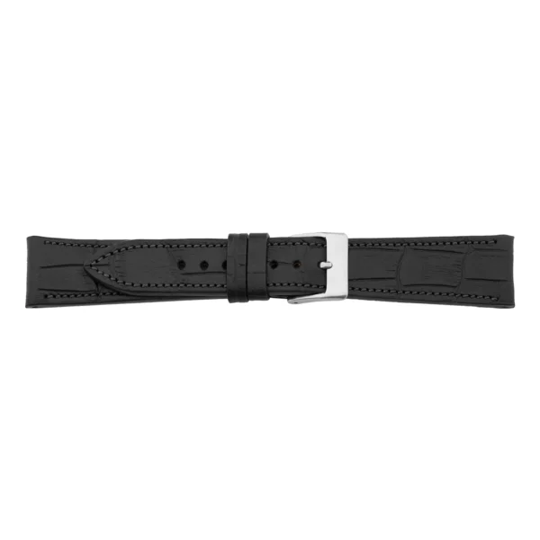 Pebro Premium Leather Watch Strap - Crocodile Grain (606) - Black