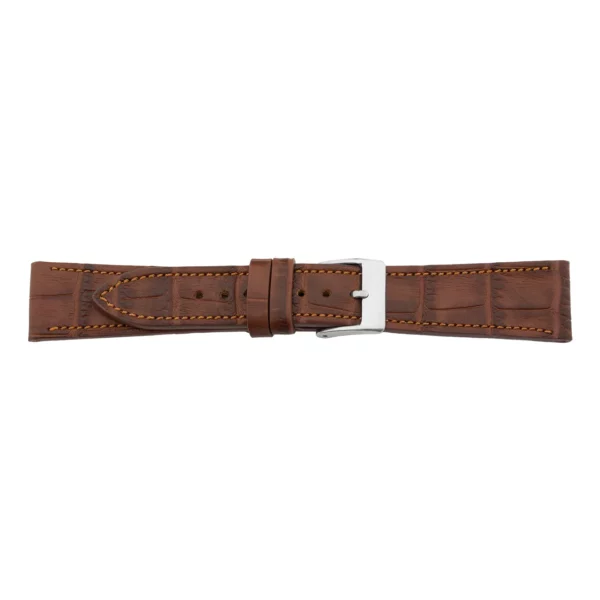 Pebro Premium Leather Watch Strap - Crocodile Grain (607) - Brown