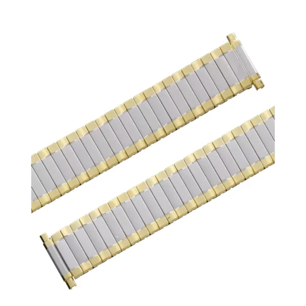 Eulit Flex Stainless Steel Watch Band - Telescope Ends - Silver/Gold - Image 2
