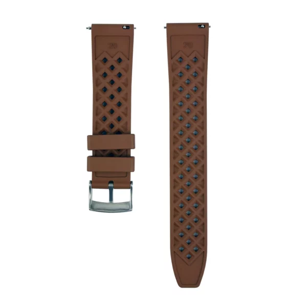 WB Original Rhombus Style Rubber Watch Strap - Brown - Image 3