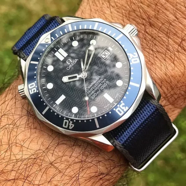 WB Original Heavy Duty Nylon Watch Strap - Blue & Grey - Image 4