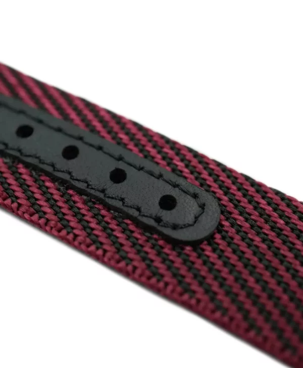 WB Original Premium Adjustable Single-Pass Nylon Watch Strap - Black/Burgundy - Image 2