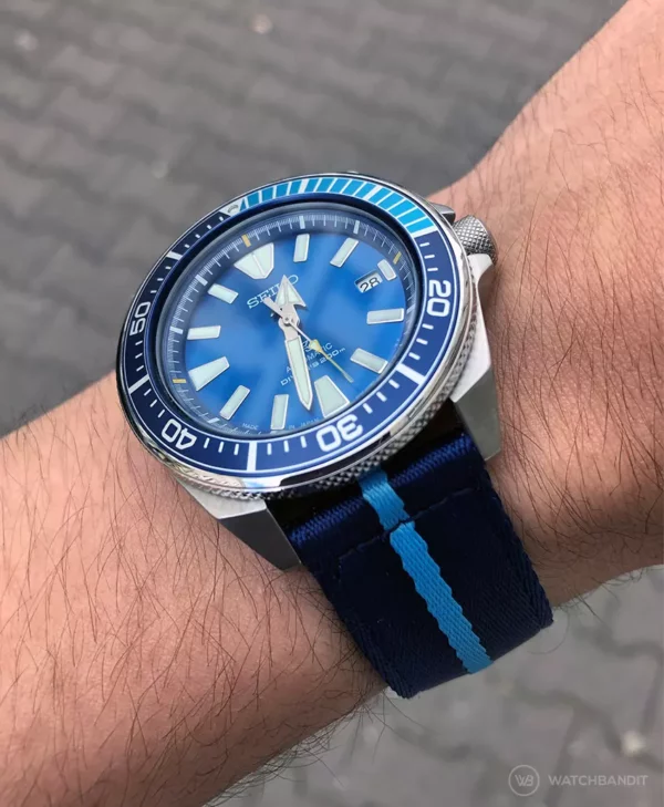 WB Original Two-Piece Nylon Watch Strap - Blue & Sky Blue - Image 3