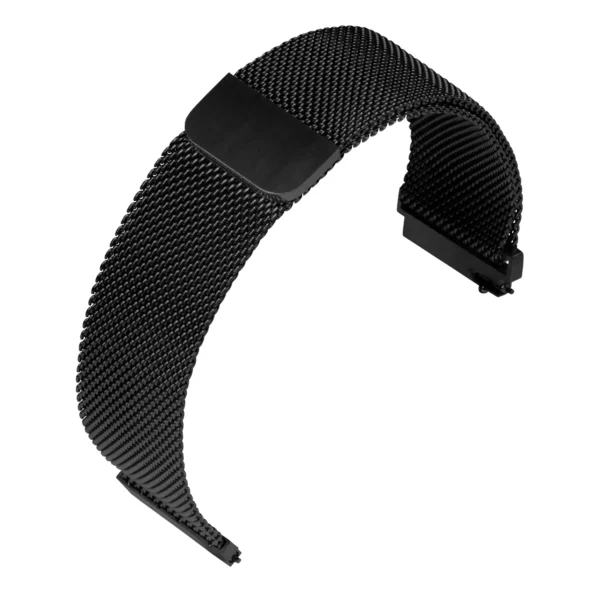 Stalux Milanaise Mesh Watch Band - Magnetic Clasp - Black - Image 2