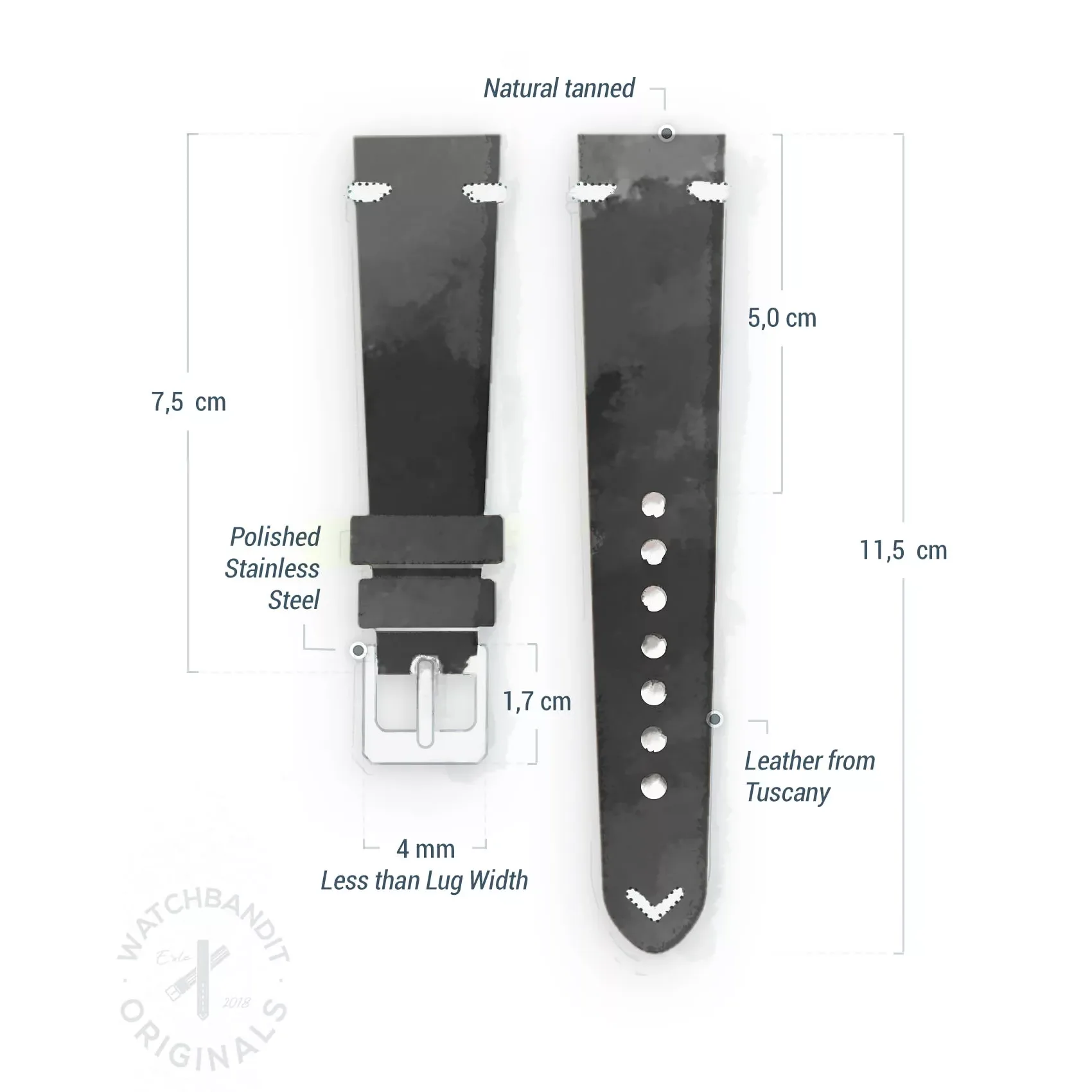 WB Original Vintage Watch Strap - Black - Image 7