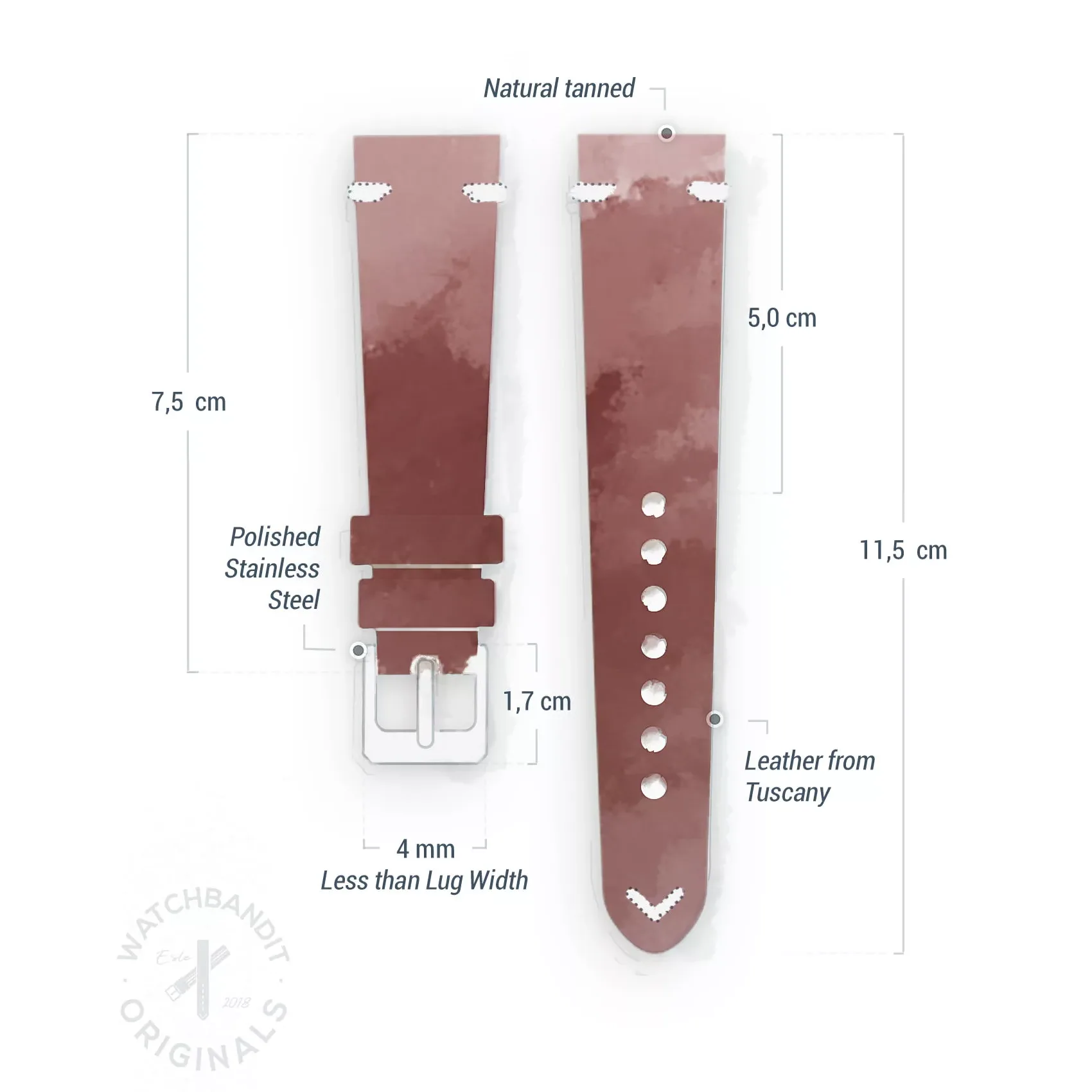 WB Original Vintage Watch Strap - Burgundy - Image 5
