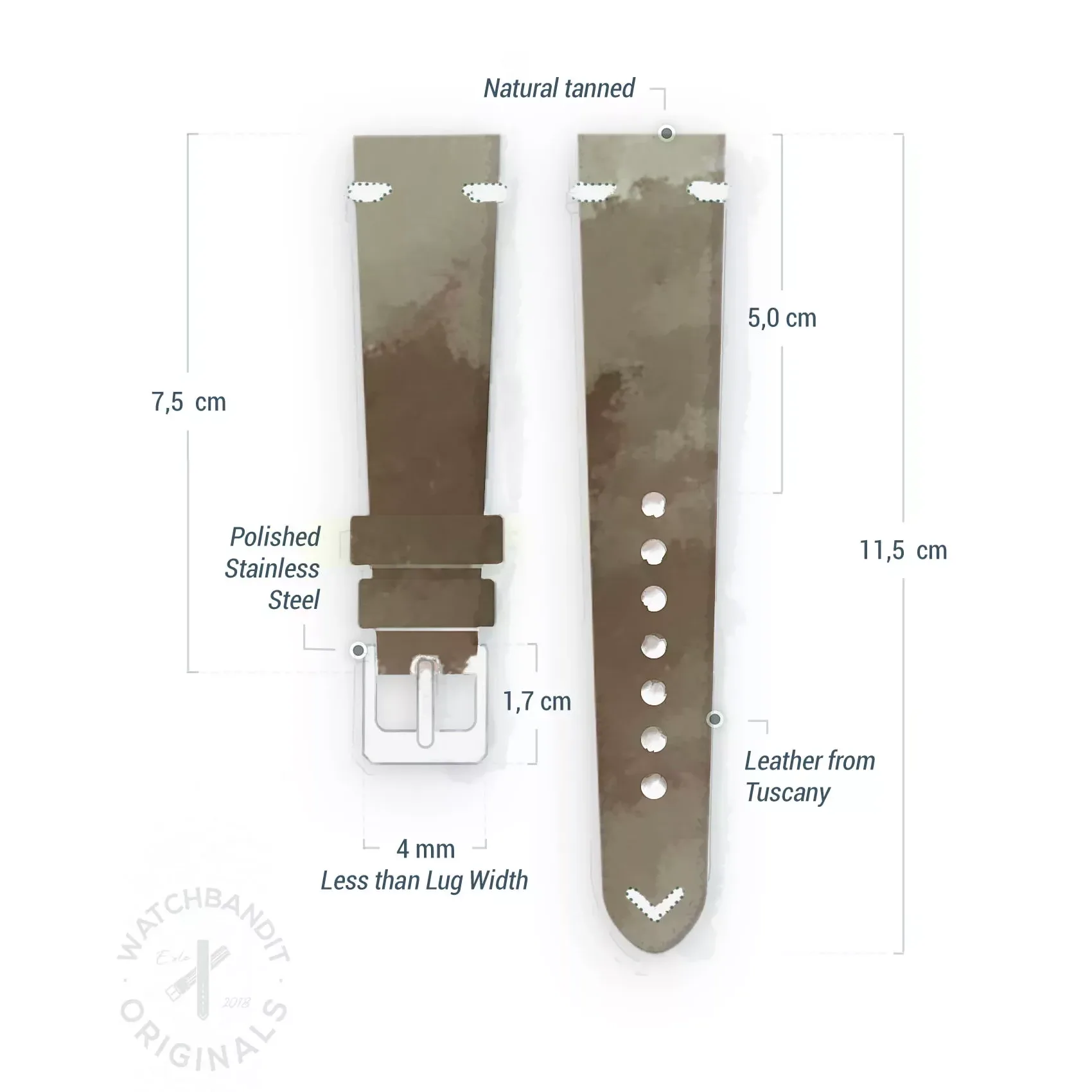 WB Original Vintage Watch Strap - Petrol Green - Image 4