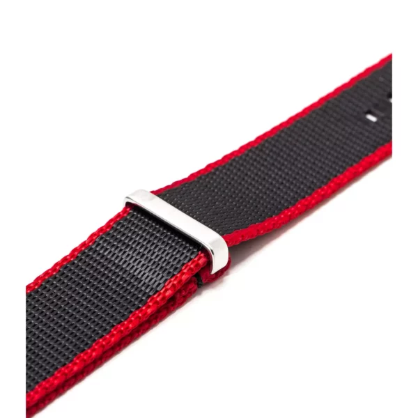 WB Original Heavy Duty Nylon Watch Strap - Black & Red - Image 3