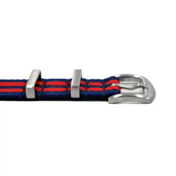 WB Original Premium Nylon Watch Strap - Dark Blue/Red Striped - Image 2