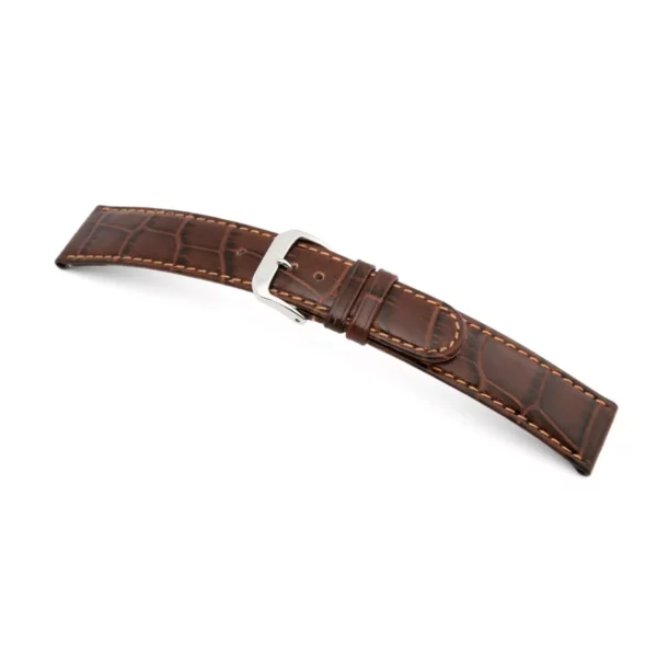 RIOS1931 Argentina - Embossed Alligator Grain Watch Strap (49S) - Mahogany
