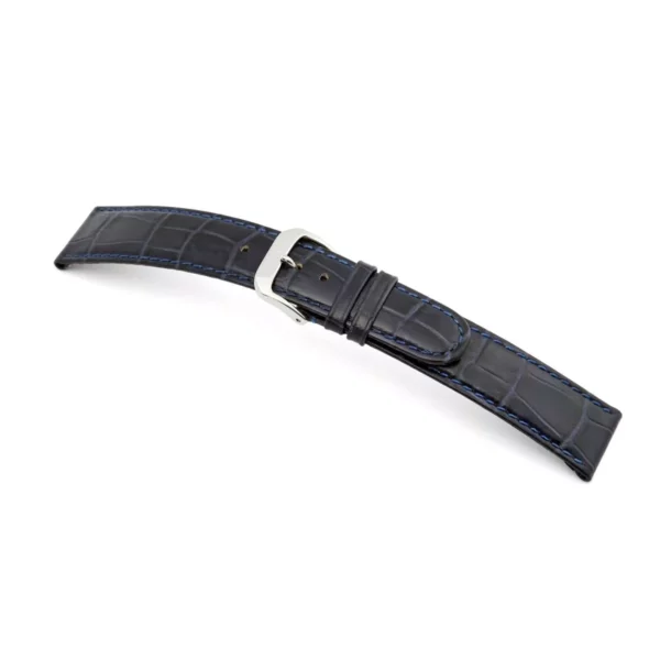 RIOS1931 Argentina - Embossed Alligator Grain Watch Strap (49) - Navy