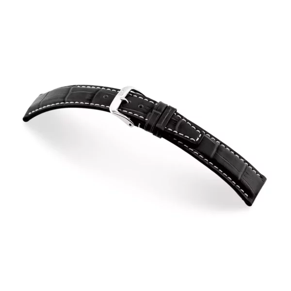 RIOS1931 Boston - Embossed Alligator Grain Watch Strap (57) - Black
