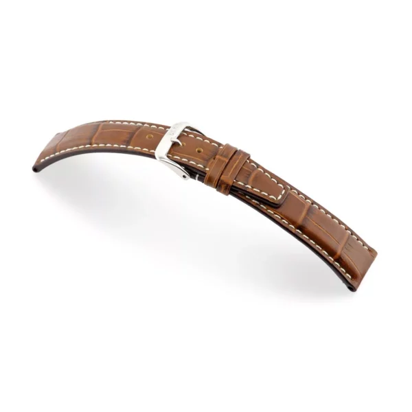 RIOS1931 Boston - Embossed Alligator Grain Watch Strap (57) - Cognac