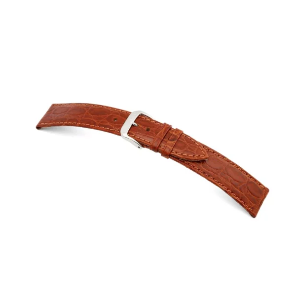 RIOS1931 Brazil - Embossed Crocodile Grain Watch Strap (70) - Cognac
