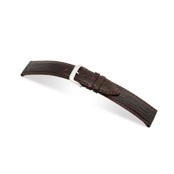 RIOS1931 Brazil - Embossed Crocodile Grain Watch Strap (70) - Mocha
