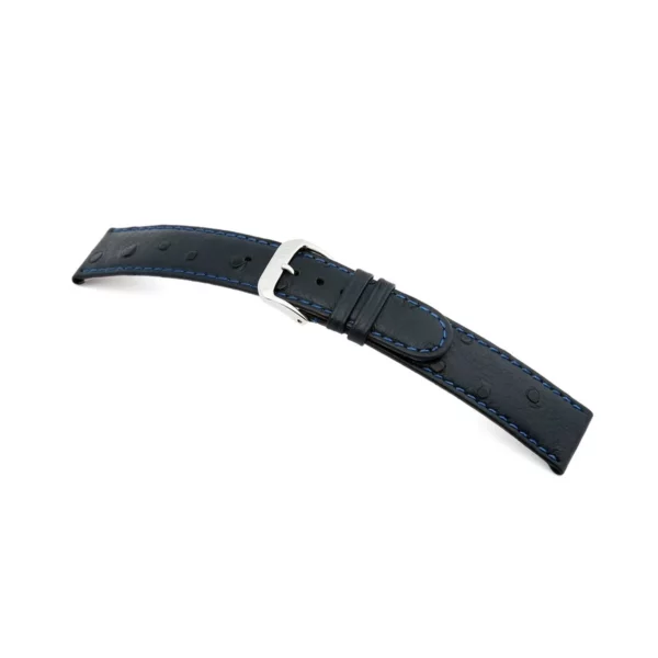 RIOS1931 Durban - Embossed Ostrich Grain Watch Strap (48) - Ocean Blue