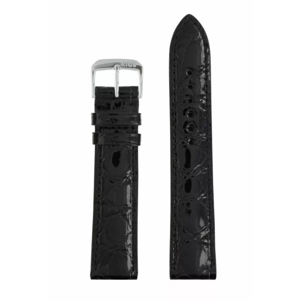 RIOS1931 Lord - Crocodile Leather Watch Strap (240) - Black - Image 2