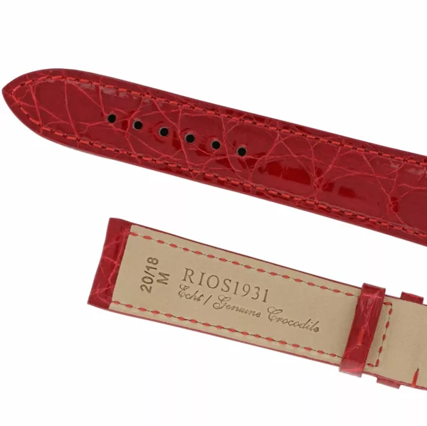 RIOS1931 Lord - Crocodile Leather Watch Strap (240) - Red - Image 4