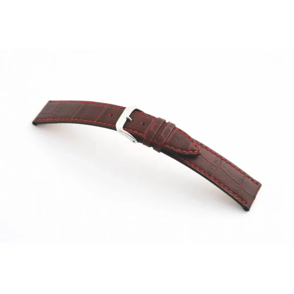 RIOS1931 Orlando - Embossed Alligator Grain Watch Strap (52) - Burgundy