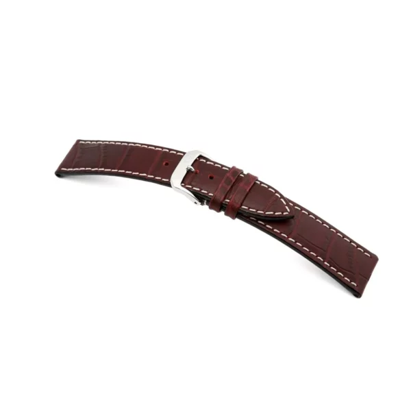 RIOS1931 Panama - Embossed Alligator Grain Watch Strap (53) - Burgundy
