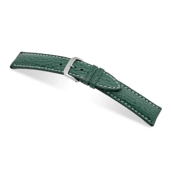 RIOS1931 Wave - Shark Leather Watch Strap (210) - Forest Green