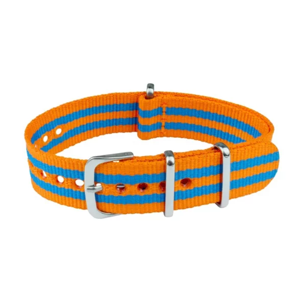 Nylon Watch Strap (297) - 5 Stripes - Orange/Blue