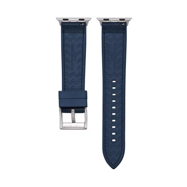 Saffiano Leather / Rubber Hybrid Performance Smart Watch Strap - Blue - Image 2