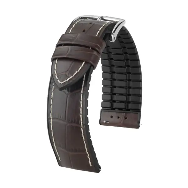 HIRSCH George - Alligator Grain Performance Watch Strap - Brown