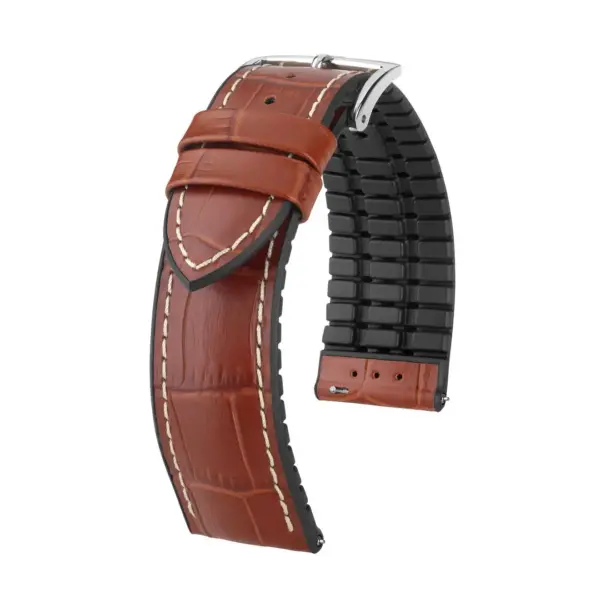 HIRSCH George - Alligator Grain Performance Watch Strap - Golden Brown