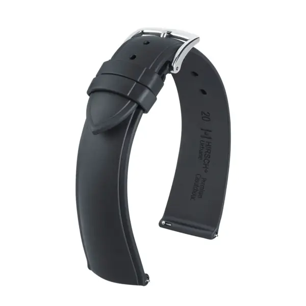 HIRSCH Urbane - Premium Rubber Watch Strap - Black