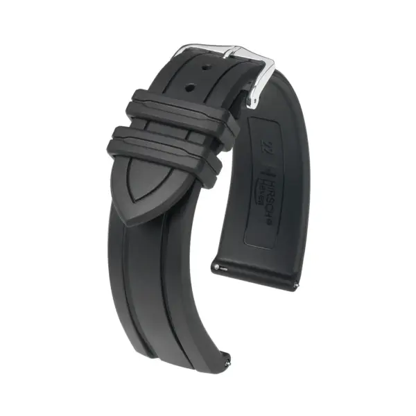 HIRSCH Hevea - Premium Rubber Watch Strap - Black
