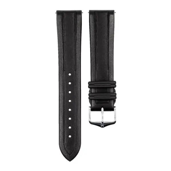 HIRSCH Hevea - Premium Rubber Watch Strap - Black - Image 2
