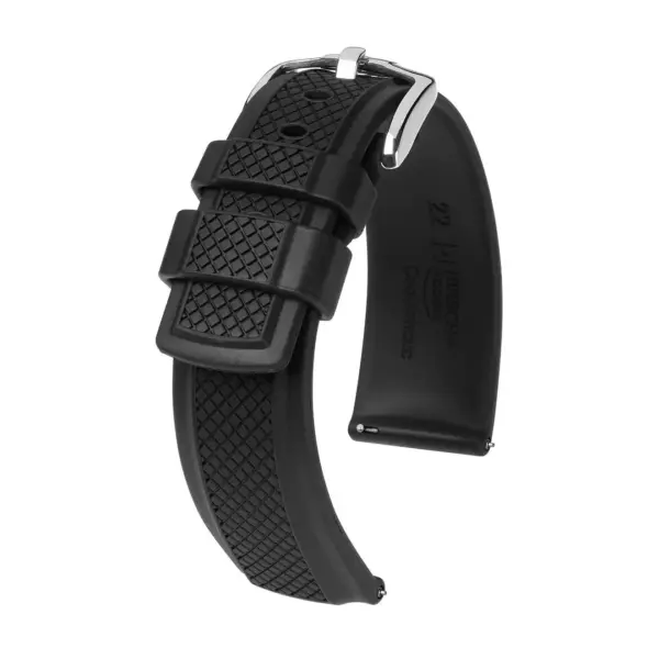 HIRSCH Accent - Premium Rubber Watch Strap - Black