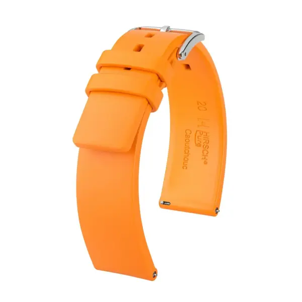 HIRSCH Pure - Premium Rubber Watch Strap - Orange
