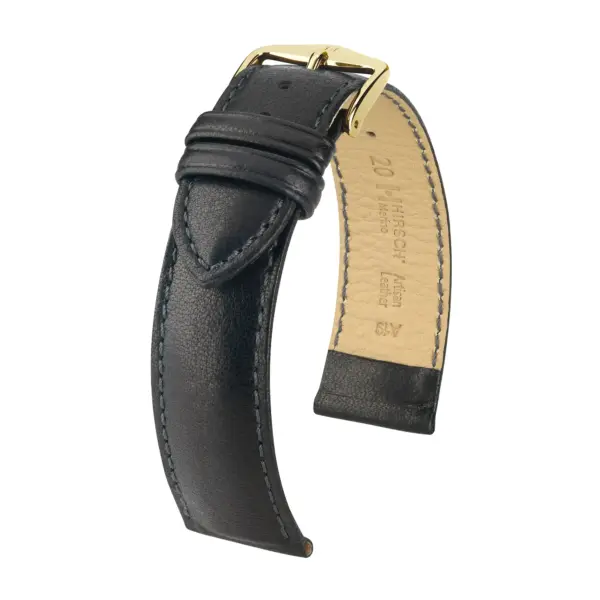 HIRSCH Merino - Sheep Leather Watch Strap - Black - Image 4