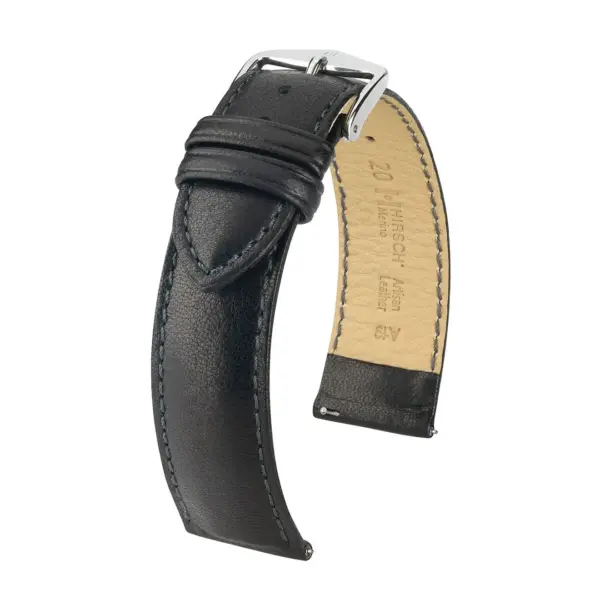 HIRSCH Merino - Sheep Leather Watch Strap - Black
