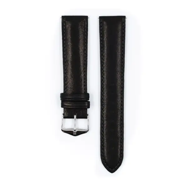 HIRSCH Merino - Sheep Leather Watch Strap - Black - Image 2