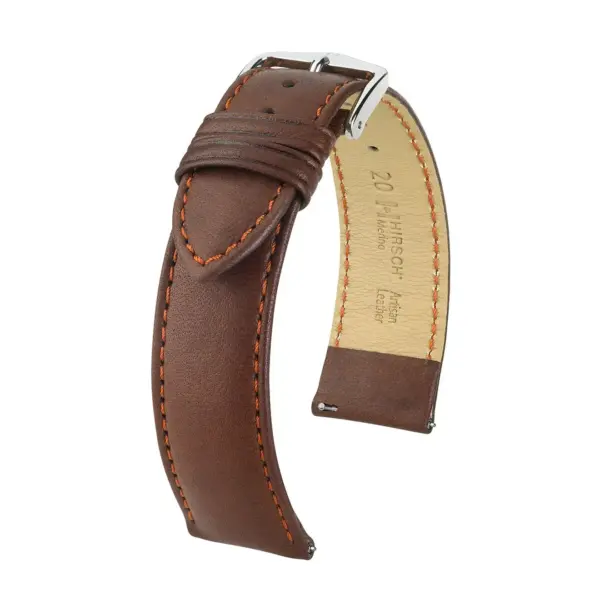 HIRSCH Merino - Sheep Leather Watch Strap - Golden Brown