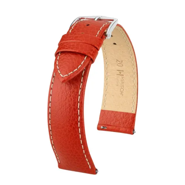 HIRSCH Kansas - Leather Watch Strap - Red/Beige
