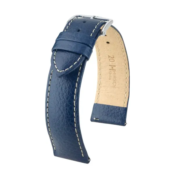 HIRSCH Kansas - Leather Watch Strap - Blue/Beige