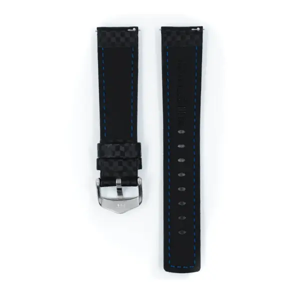 HIRSCH Carbon - Leather Watch Strap - Black/Red - Image 3