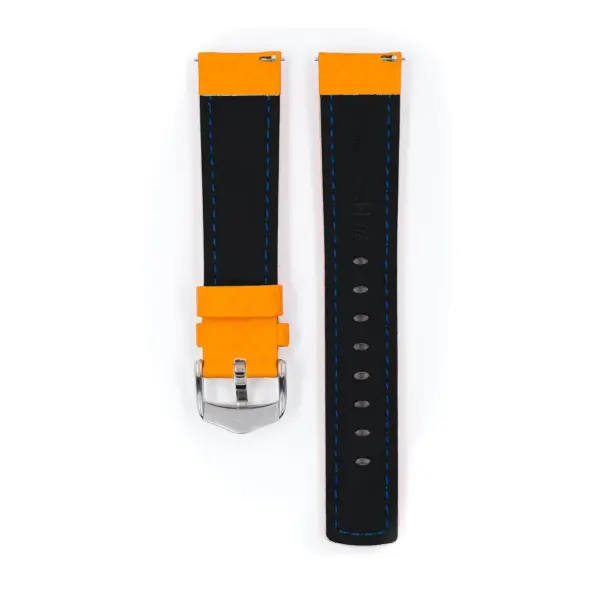 HIRSCH Carbon - Leather Watch Strap - Orange - Image 3