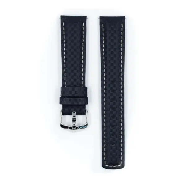 HIRSCH Carbon - Leather Watch Strap - Blue - Image 2