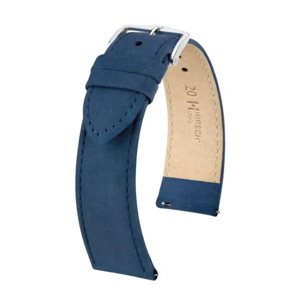 HIRSCH Osiris Nubuck - Leather Watch Strap - Dark Blue