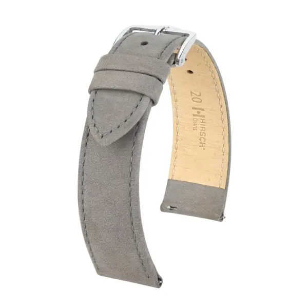 HIRSCH Osiris Nubuck - Leather Watch Strap - Grey